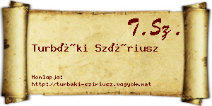Turbéki Szíriusz névjegykártya